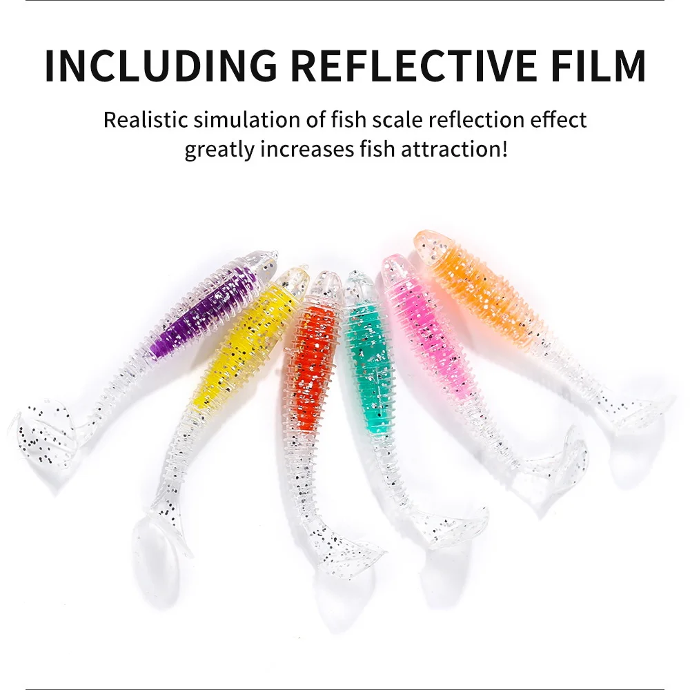 Señuelo suave de 6cm y 7,5 cm, cebos de plástico con cola en T, gusano, Swimbait, señuelo de pesca Jigging, cebo Wobblers Artificial para Lucio - imagen 4