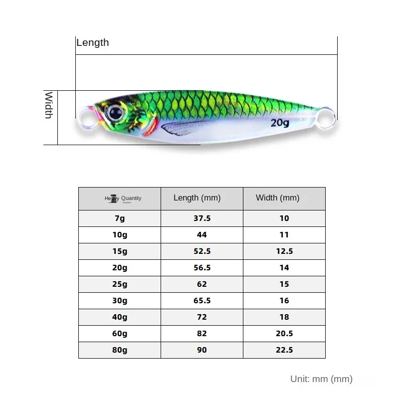 Señuelo de pesca de 7g/10g/20g/30g/40g/60g/80g, Señuelos de Pesca de Mar Profundo, impresora 3D, señuelo Artificial de Jigging lento - imagen 4