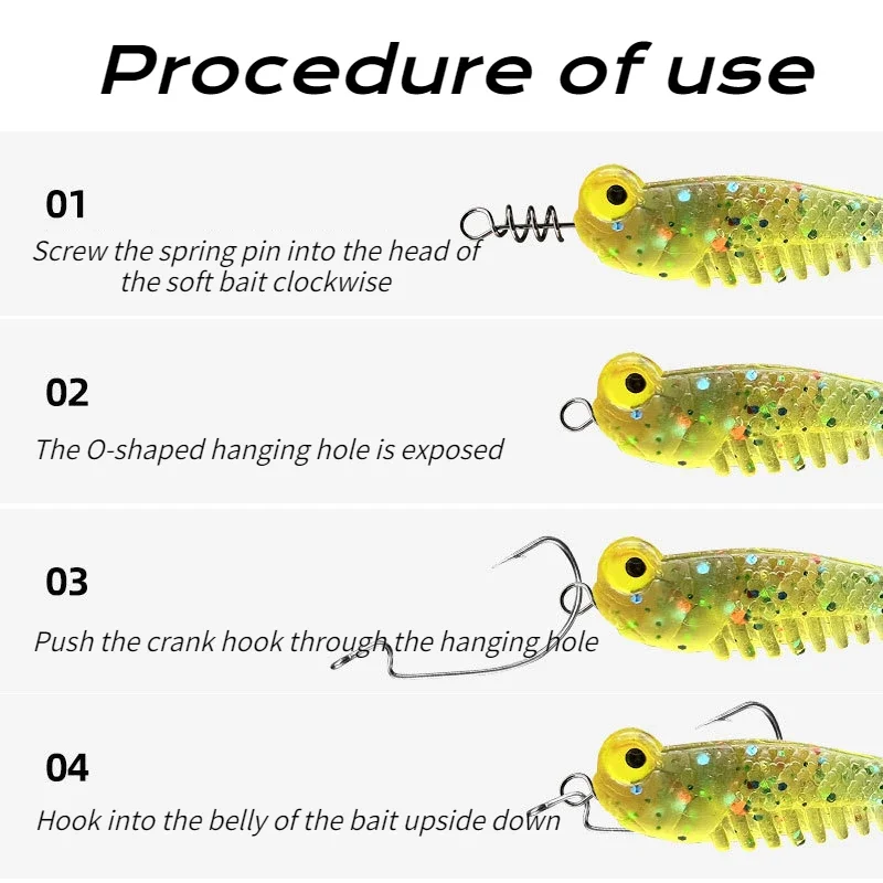 20 piezas accesorios de señuelo de pesca aguja de bloqueo cebo suave Pin de resorte Anti-colgante gancho de manivela inferior gancho de cabeza de plomo aparejos de pesca