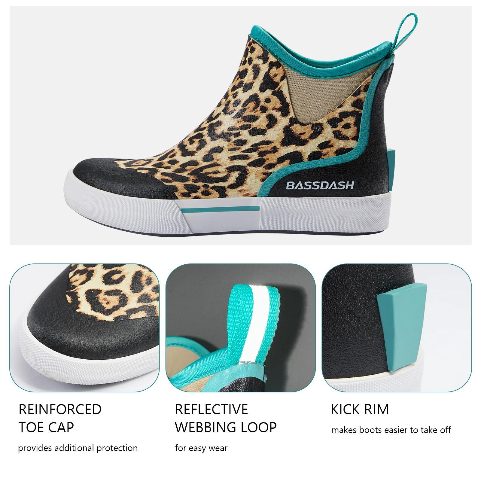 BASSDASH-Botas de lluvia impermeables para mujer, botines de goma de neopreno antideslizantes para jardín, 4,5" - imagen 5