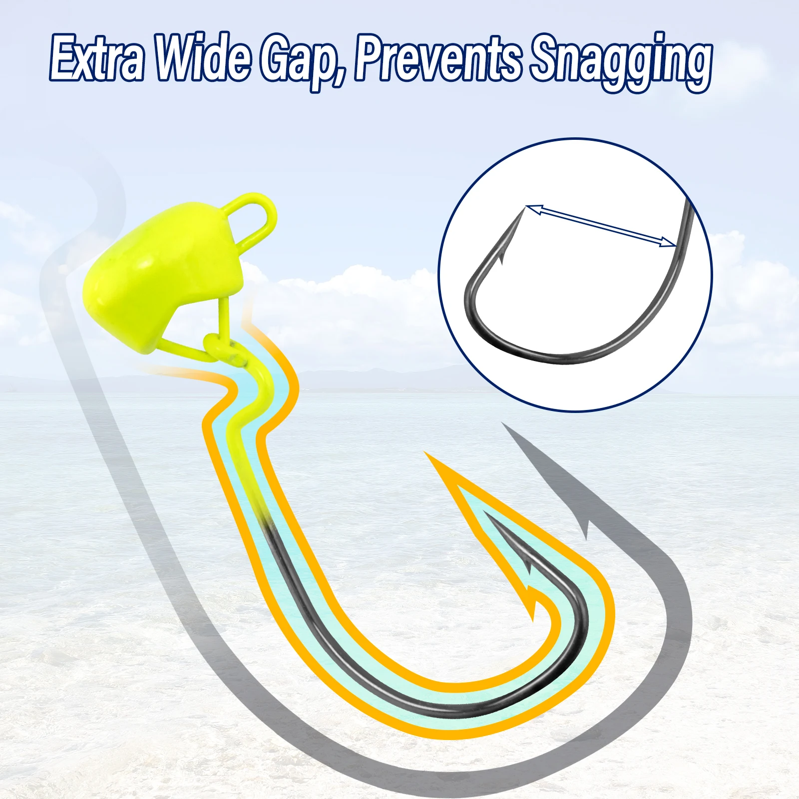 3/5 Uds Ned Rig cabezales de plantilla sin malezas gancho de cabeza de plantilla oscilante para Crappie Swimbait EWG gancho de espacio ancho bajo de agua dulce - imagen 4