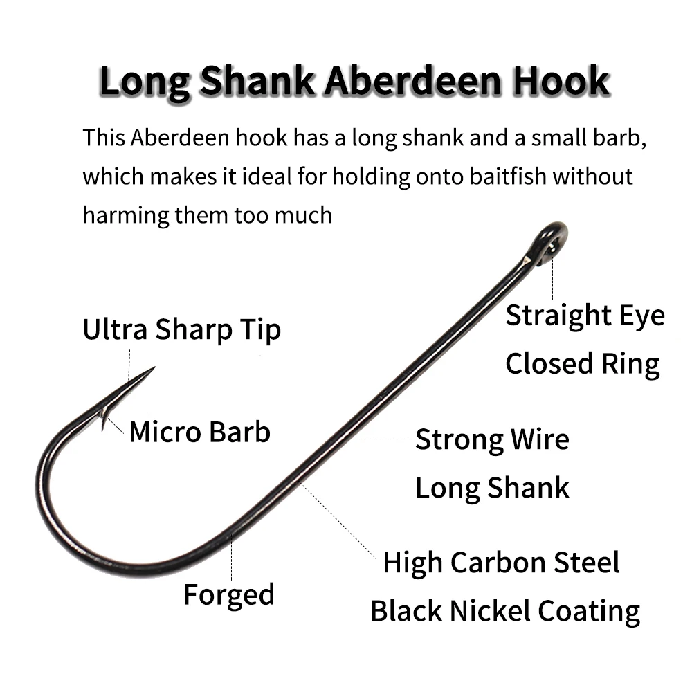 ICERIO 8 # - 4/0 anzuelo Aberdeen de caña larga para Streamer, anzuelo Sabiki para pesca de agua dulce y salada - imagen 2