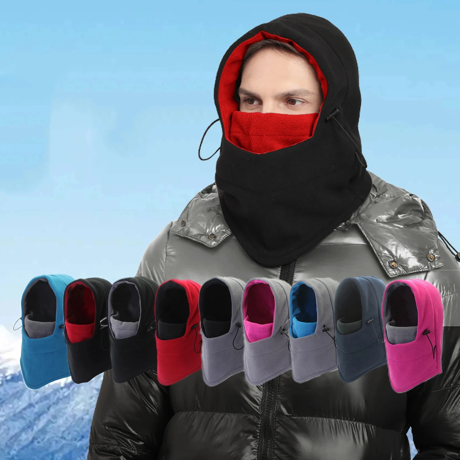Pasamontañas cálido de invierno, máscaras de esquí de invierno Unisex, gorro grueso de punto para exteriores, calentador de cuello adecuado para ciclismo, esquí, senderismo