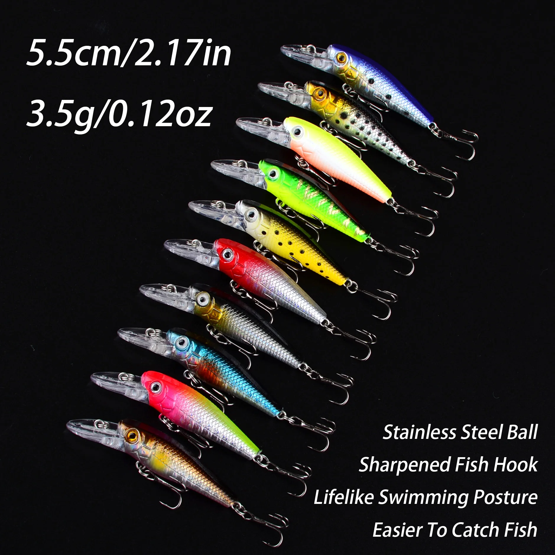 10 Uds. Señuelos de pesca Minnow cebo duro Jig wobbler Bass Pike señuelo cebos artificiales de plástico para aparejos de pesca - imagen 3