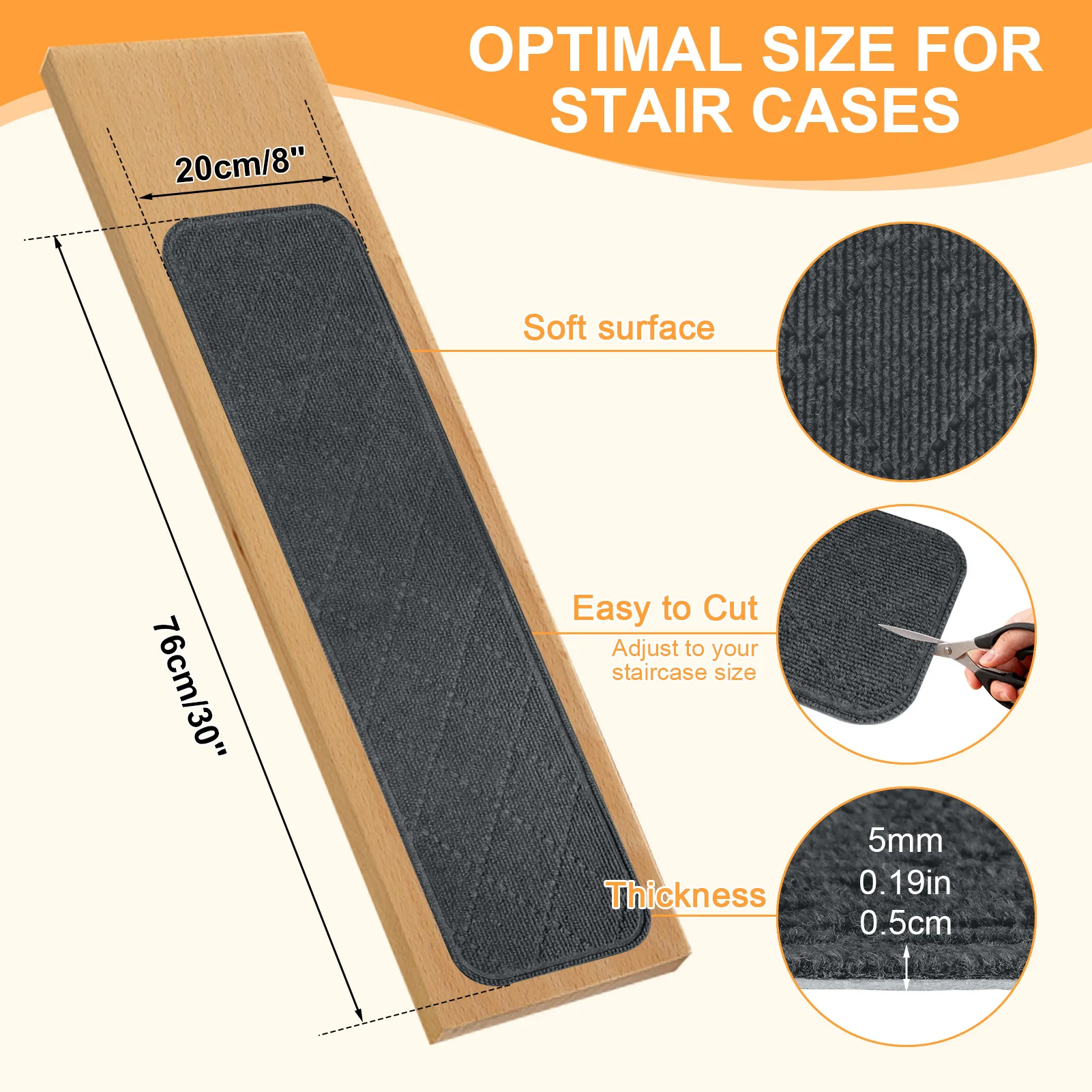 Tapetes antideslizantes para escaleras de madera con base TPE - imagen 2