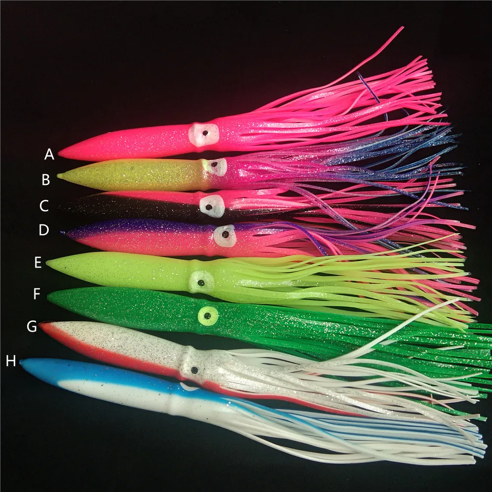 Swolfy 3pcs 30CM Fishing Jig Octopus Lure Luminous eyes Squid Skirts Soft Octopus Lures Trolling Saltwater Bait for tuna fishing - imagen 5