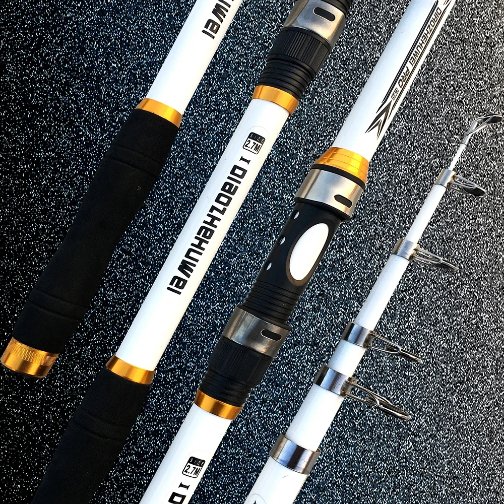 Caña de pescar de mar de alta calidad, superfuerte señuelo de carbono, alimentador de perca, anticorrosión, blanco, FRP, 2,1 M, 2,4 M, 2,7 M, 3,0 M, 3,6 M - imagen 3