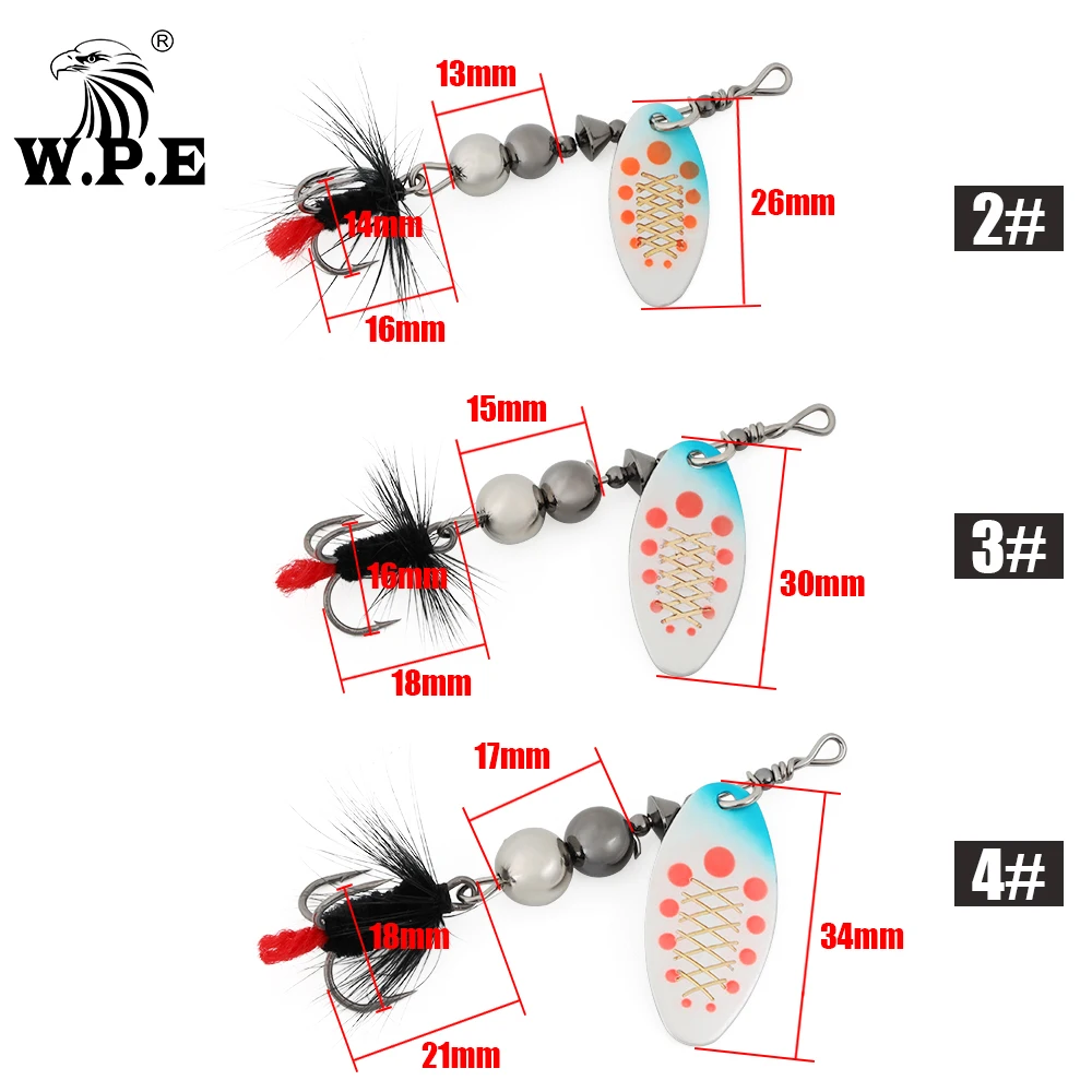 W.P.E-señuelo de Pesca giratorio, 6g/8g/11g, cuchara de latón, anzuelo triple de Metal, cebo duro, señuelo de lubina, aparejos de Pesca falsos, 1 Uds. - imagen 3