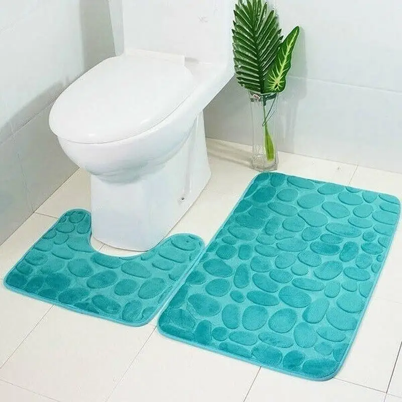 Alfombra antideslizante baño con diseño de guijarros lavable - imagen 4