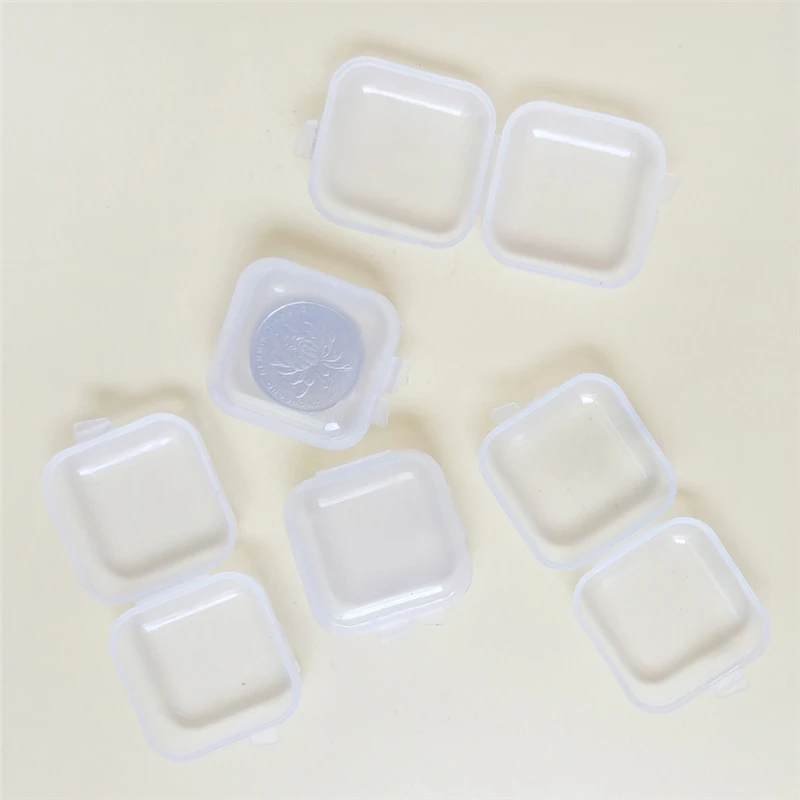 100 Uds. Cajas de accesorios de pesca, caja cuadrada pequeña de plástico transparente, nuevo material, almacenamiento de anzuelos de pesca, Mini aparejos de pesca - imagen 2