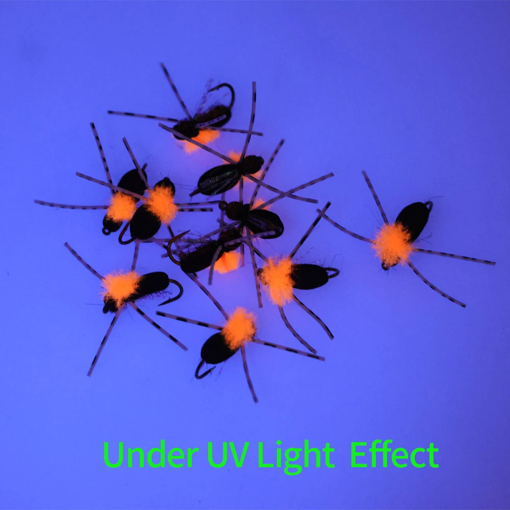 ICERIO 6 uds espuma UV escarabajo mosca trucha pez amarillo lubina Barbel carpa azul Kurper carpa pesca insecto cebo Artificial # 10 - imagen 4