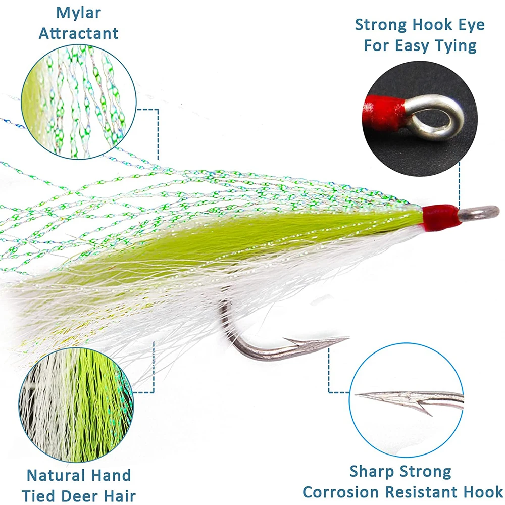 Anzuelo de pesca Bucktail, Señuelos de pesca de agua salada, aparejo, anzuelos de pesca de acero inoxidable para bagre y lubina, 8 Uds./4 Uds. - imagen 3