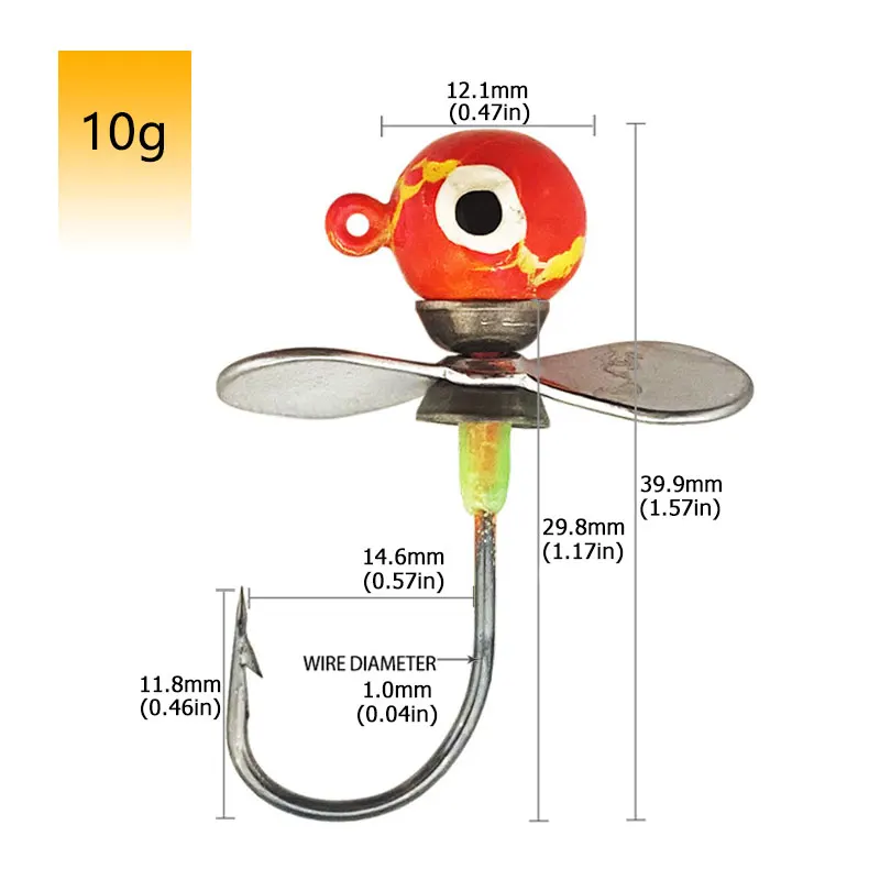 JYJ 2 uds 5g 7g 10g nuevos ganchos de tornillo de aire hélice de cabeza gancho único anzuelo cebo, ganchos para suave - imagen 5