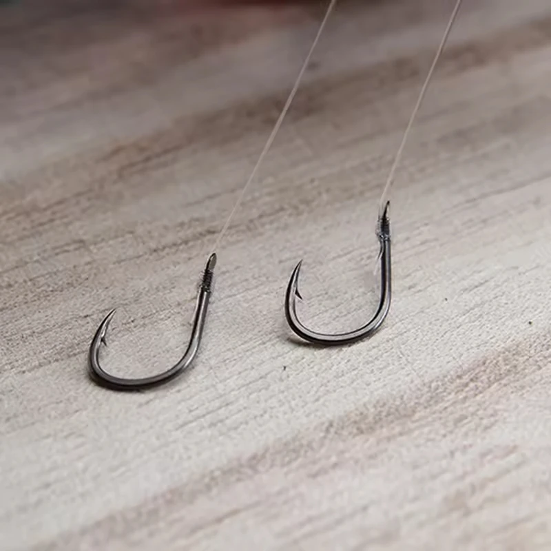 8 unids/lote de anzuelos de pesca sublínea, juego de anzuelos dobles, anzuelos de pesca Barbe, anzuelos de dos líneas, anzuelos afilados de acero inoxidable - imagen 3