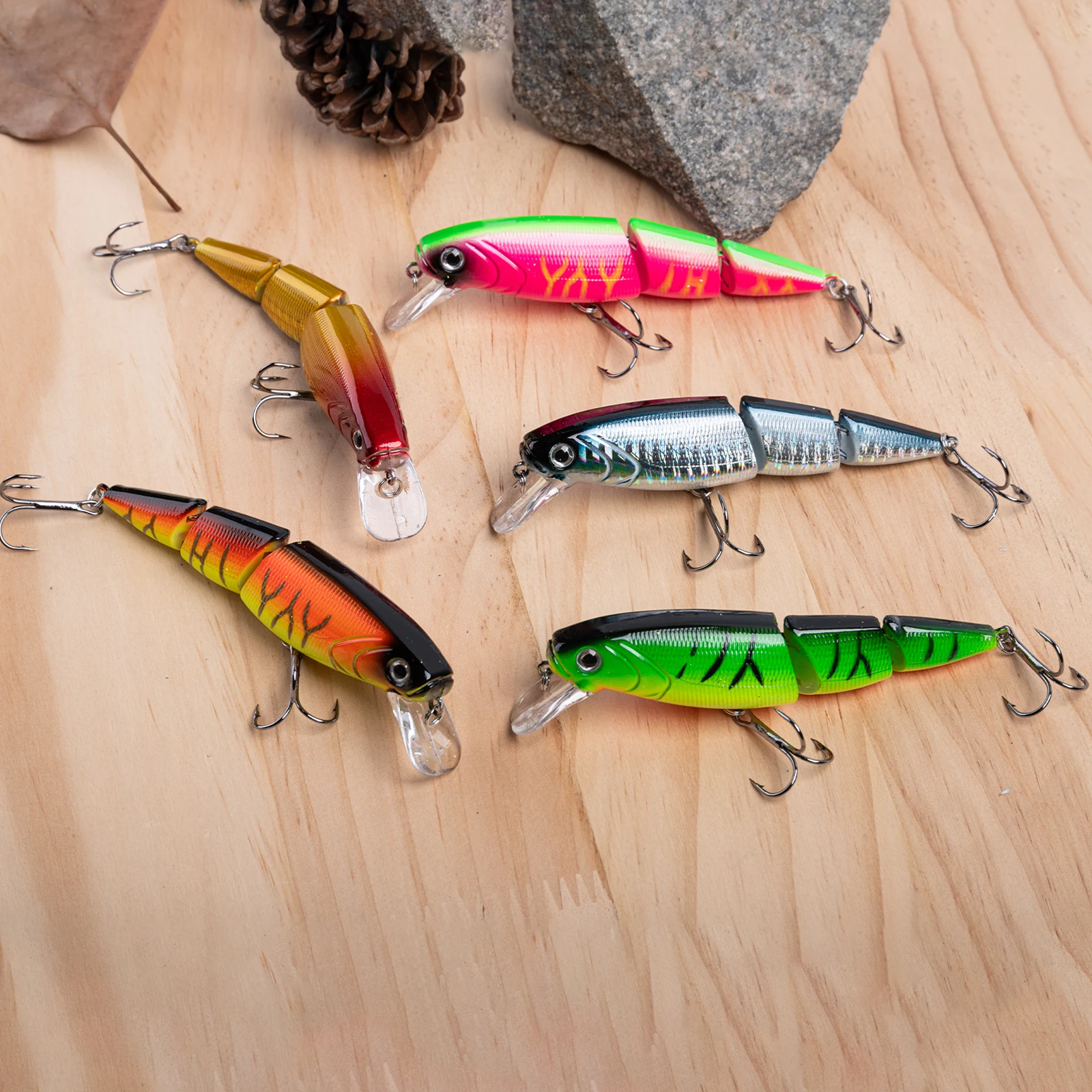2025 nuevo 5 unids/lote cebo Minnow 10cm 15g señuelo duro Artificial de hundimiento lento Crankbait con anzuelo triple para pesca de fundición larga - imagen 4