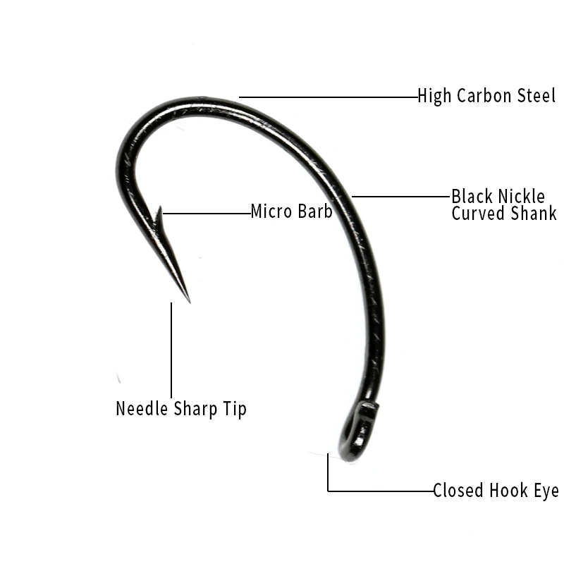 Wifreo 100 Uds anzuelo para atar moscas ninfa insectos camarones Scud Pupae larvas Caddis moscas anzuelos de pesca # 8~ # 16 anzuelos de pesca con mosca - imagen 5