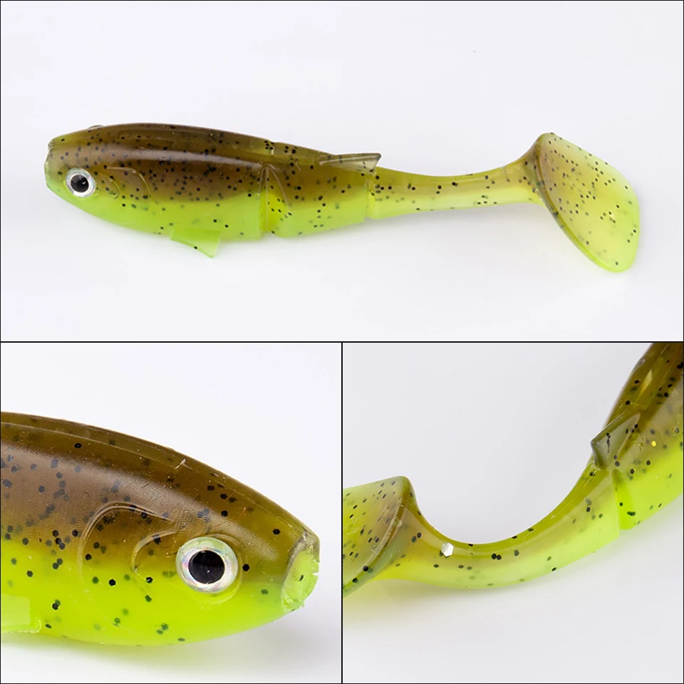 WALK FISH 6 uds nuevo señuelo suave Shad Paddle Tail 7cm 4,5g señuelo Artificial para pesca de carpa doble Color T cola Jigging señuelo - imagen 5