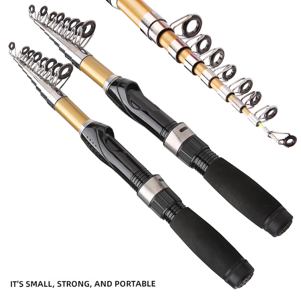 Caña de pescar portátil de 1,5-2,1 M, caña de pescar telescópica de carbono pequeña y fuerte para viaje, barco de mar, caña de pescar en roca, tiro de lanzamiento de larga distancia - imagen 4