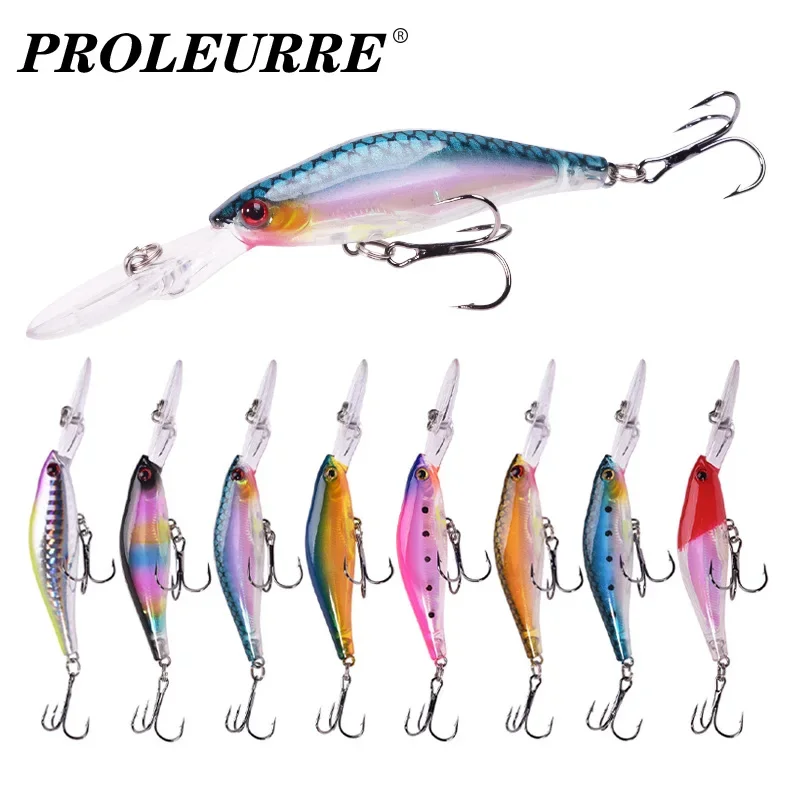 Señuelo de Pesca Minnow, 9,5 cm, 7,5g, Wobbler de plástico luminoso, cebo duro Artificial para Lucio, aparejos de Pesca Crankbait, 1 ud.