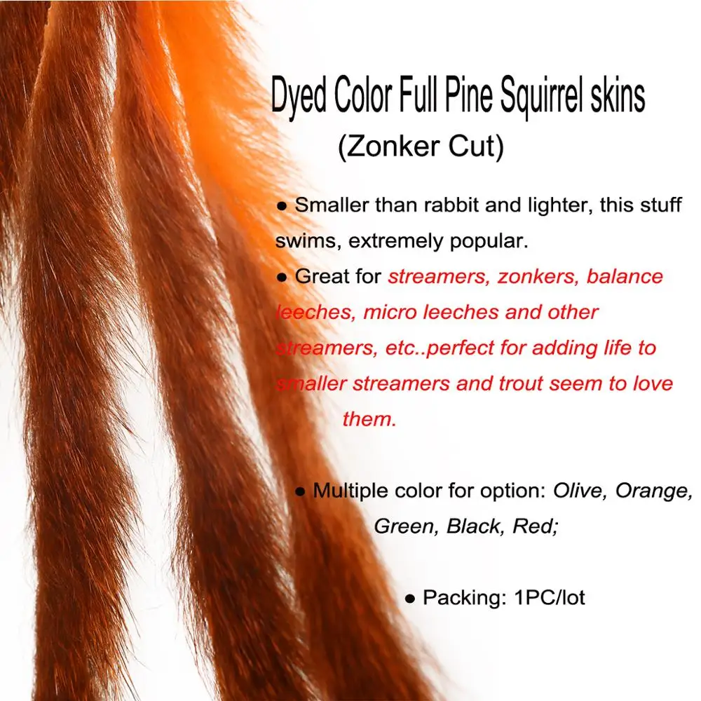Wifreo-tiras de piel de pino para atar moscas, serpentinas de piel de ardilla suave, Material de atado de moscas de Nymph - imagen 3