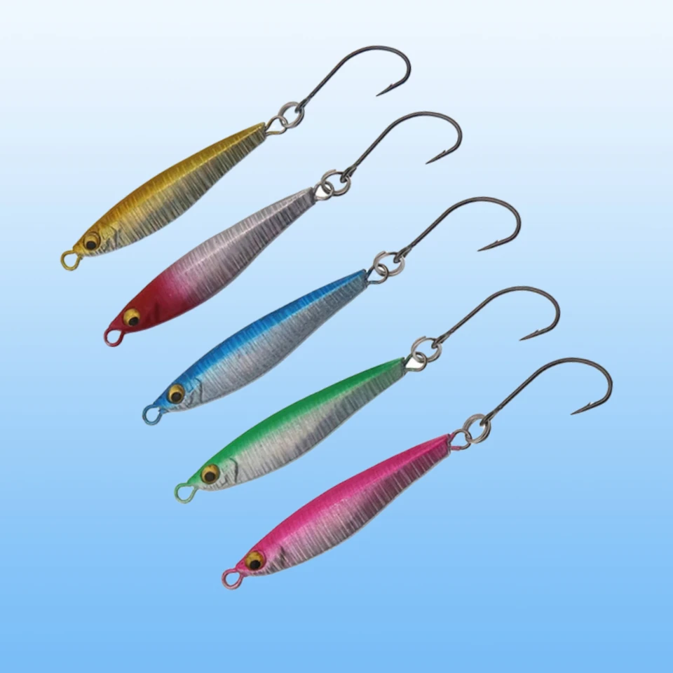 Señuelo de pesca Artificial para pesca en el mar, anzuelo giratorio de Metal fundido de 3g/5g, 5 unids/lote - imagen 4