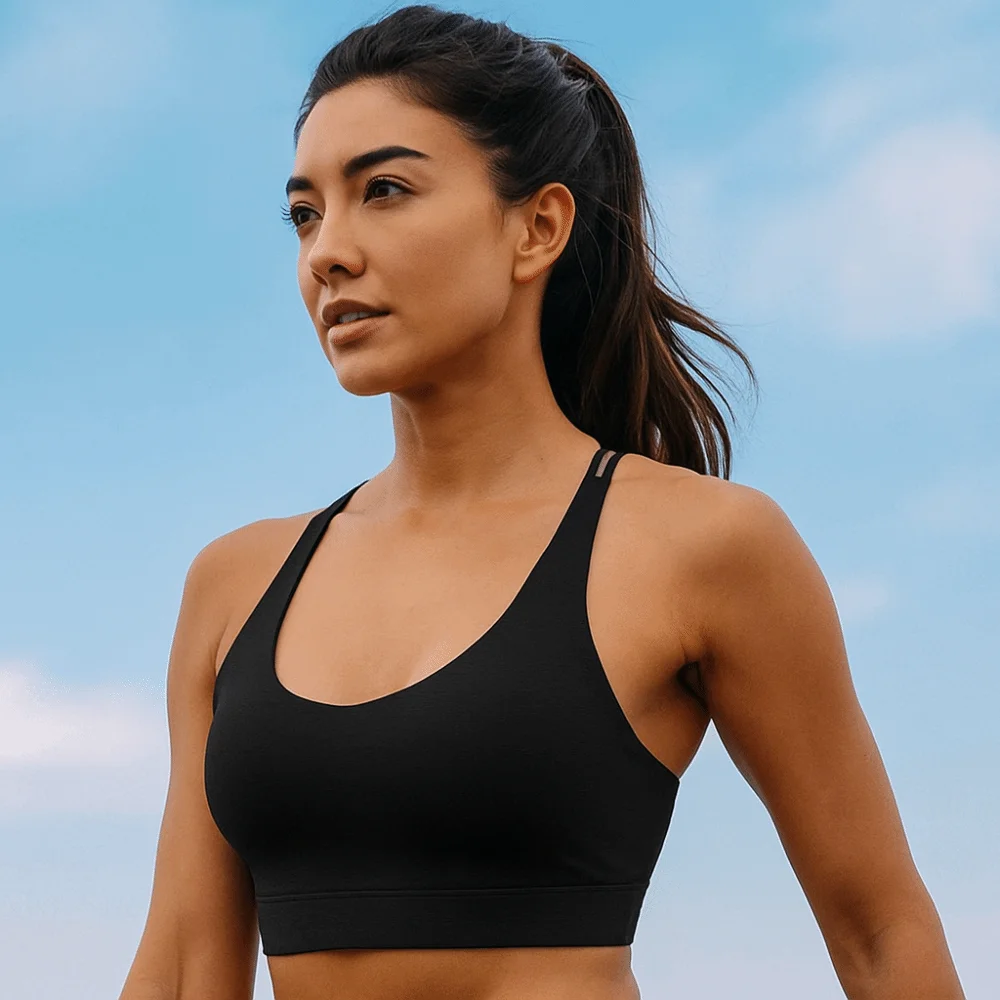 Sujetador deportivo básico de malla cruzada para mujer, ropa interior de Yoga antivibración a prueba de golpes, lencería para correr, chaleco sin costuras para chica - imagen 3