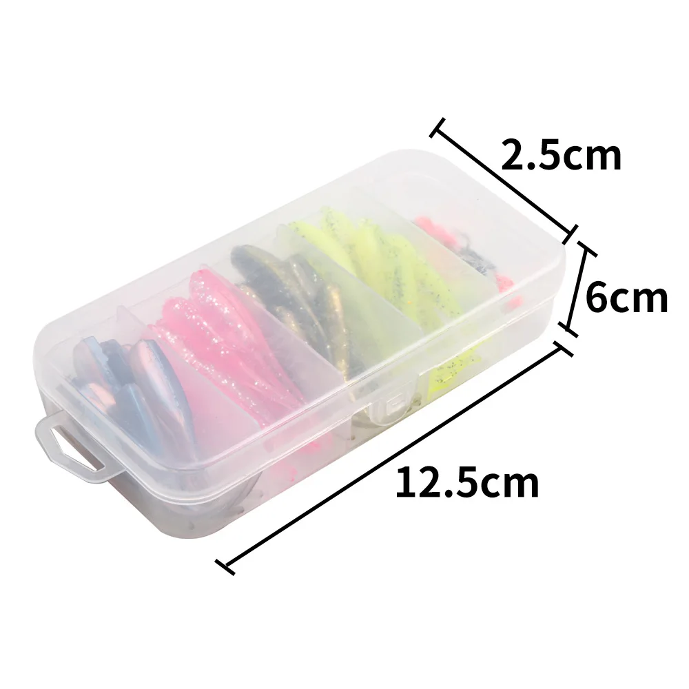 Kit de pesca de silicona suave, juego de señuelos, plantilla de Metal con caja, Swimbait Wobblers para Streamer, accesorios de aparejos de pesca de mar - imagen 4