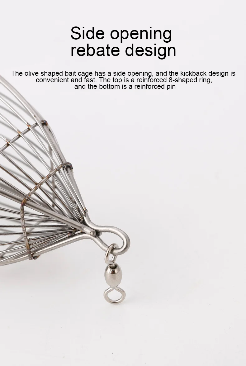 Jaula de cebo cuadrada de acero inoxidable, jaula para hacer nido en forma de oliva, jaula para pollos, jaula para camarones, jaula para cebo de peces, pesca en el mar, deep-se - imagen 5