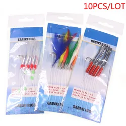 Sabiki Rig Maruseigo con plumas y anzuelos giratorios para mar