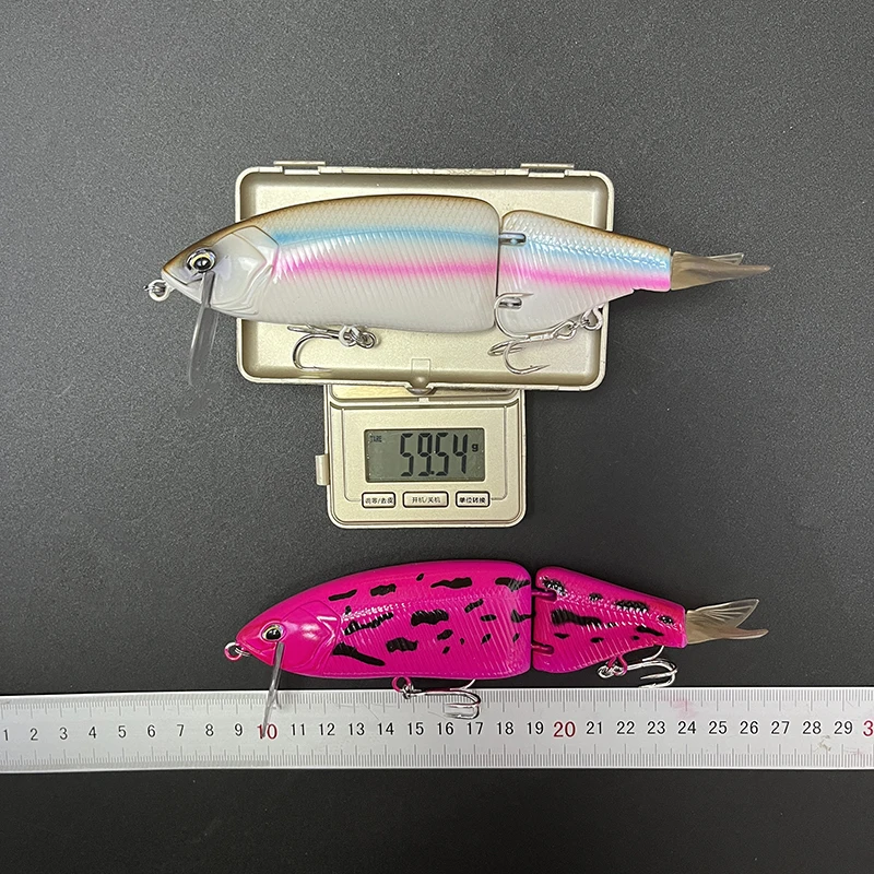 Señuelos de Pesca de pececillos multiarticulados, cebo Artificial de cola de silicona, equipo de Swimbait de agua salada, Wobbler, 2 secciones, 160mm, 59g - imagen 5