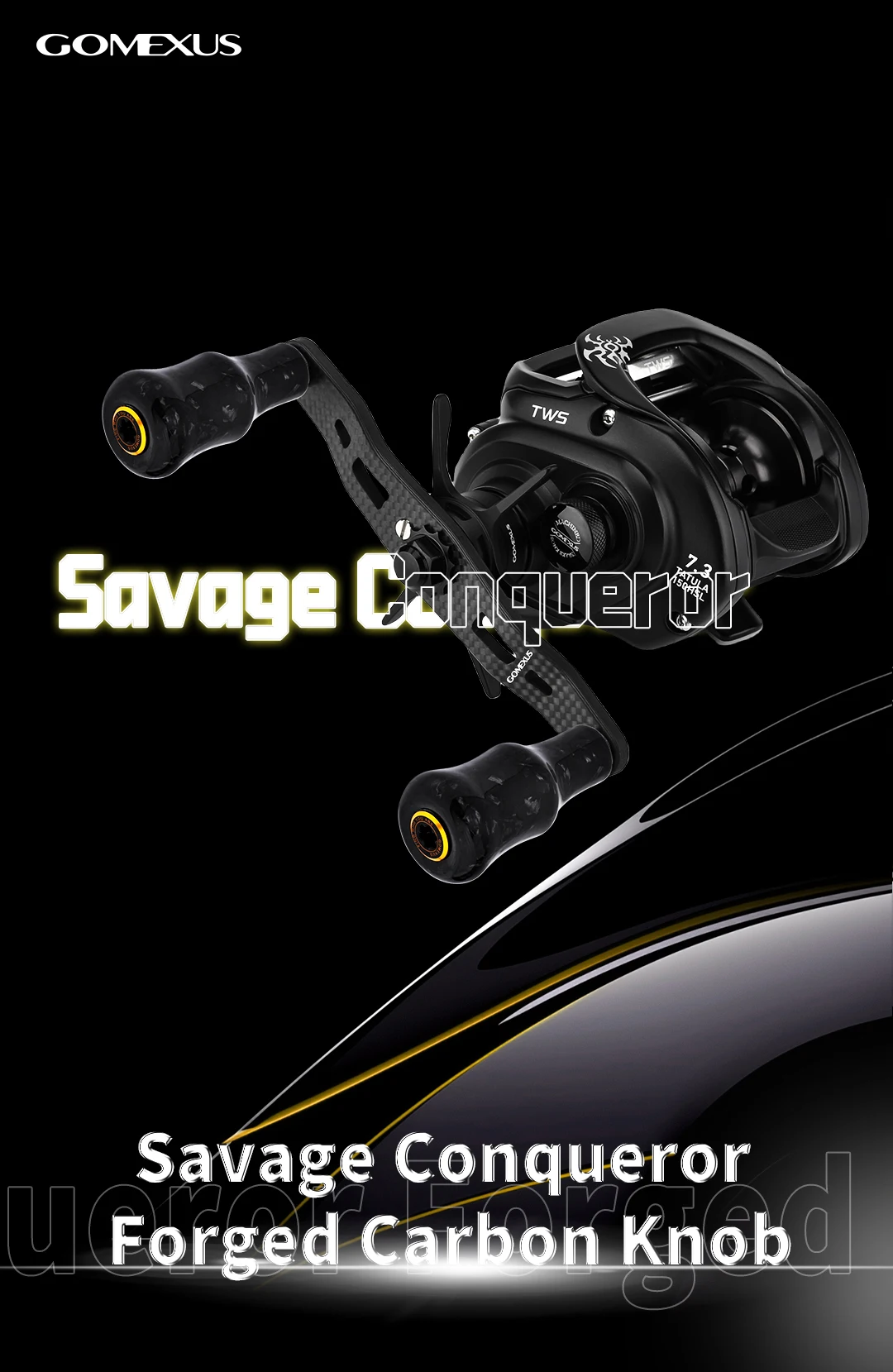 Perilla de alimentación de carbono GOMEXUS F24 para carrete de Baitcasting giratorio Shimano Stradic Tranx Curado SLX Daiwa Zillio Tatula Fuego 24mm - imagen 2