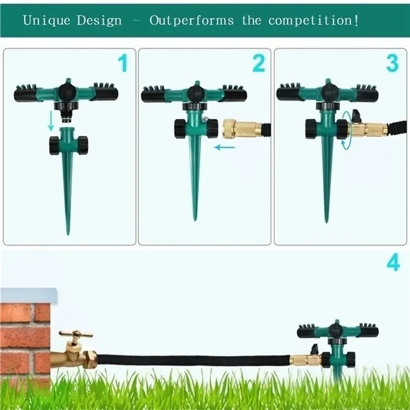 Aspersor de jardín automático giratorio para riego de césped - imagen 2