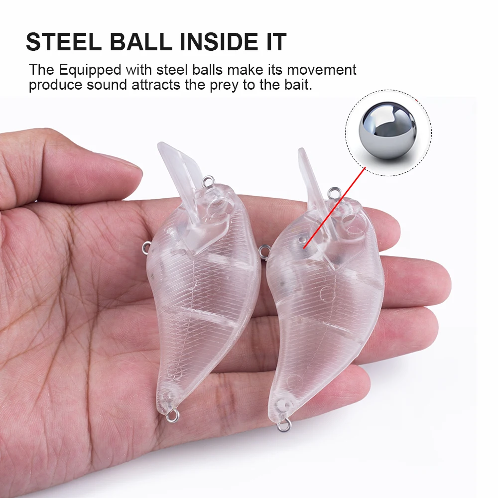 Hanlin 10/20 piezas sin pintar 7,5 cm 14,5G cuadrado Bill sonajero de plástico duro cuerpos claros señuelo de pesca buceo poco profundo Crankbait - imagen 4