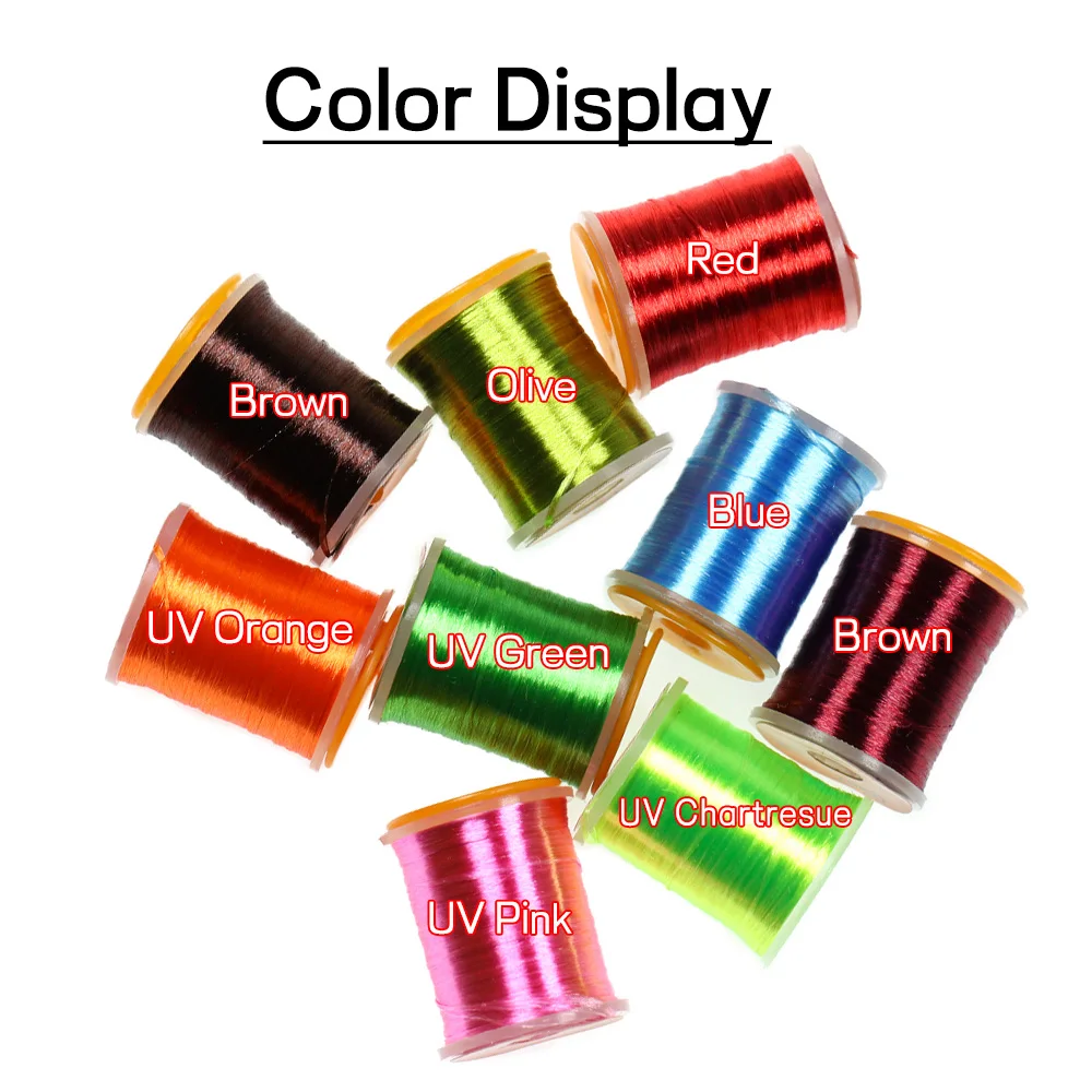Bimoo-hilo para atar moscas, hilo fluorescente de 100 yardas, 200D, con patrón de mosca de lubina y salmón, 9 colores - imagen 4