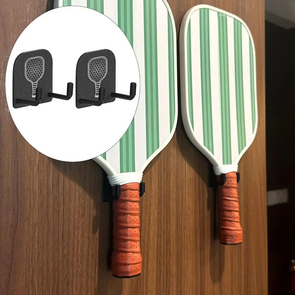 Paleta de Pickleball montada en la pared, estante de pared de aleación de aluminio sin perforaciones, soporte autoadhesivo estable, 2 uds.