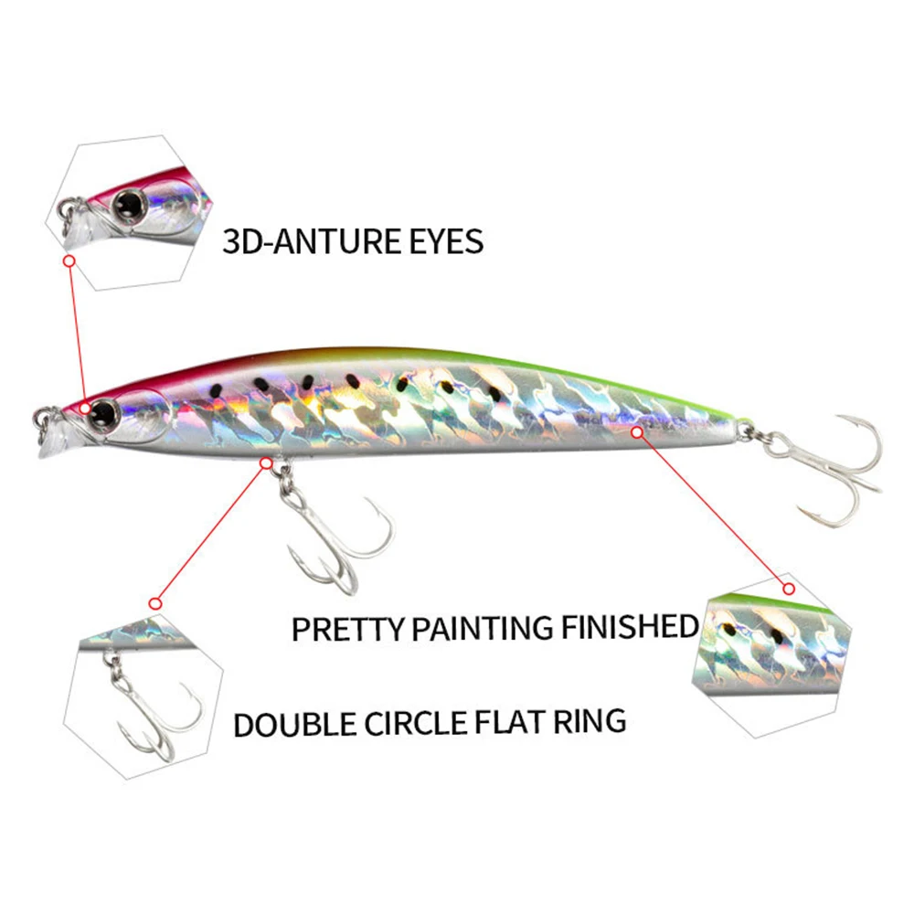 11,8 cm 19g señuelo de pesca Minnow Wobbler 118F fundición larga flotante cebo duro Artificial pesca en agua de mar Jerkbait lubina MN683 - imagen 5