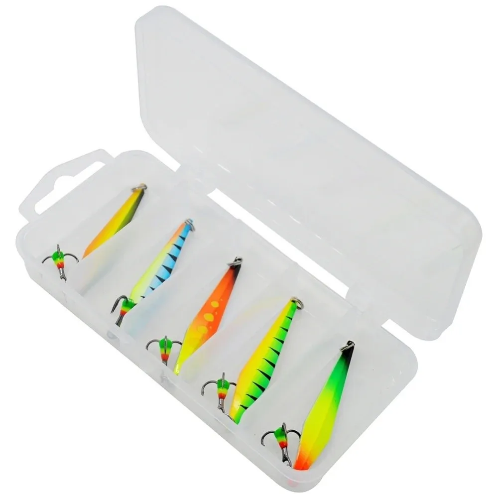 5 unids/caja forma de cuchara cuchara de pesca en hielo cebo de Metal 5g/5,5 cm cebos artificiales cucharas de señuelo niqueladas de acero inoxidable - imagen 2