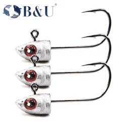 Anzuelos Jig Head B&U con púas – Punta afilada para vinilo