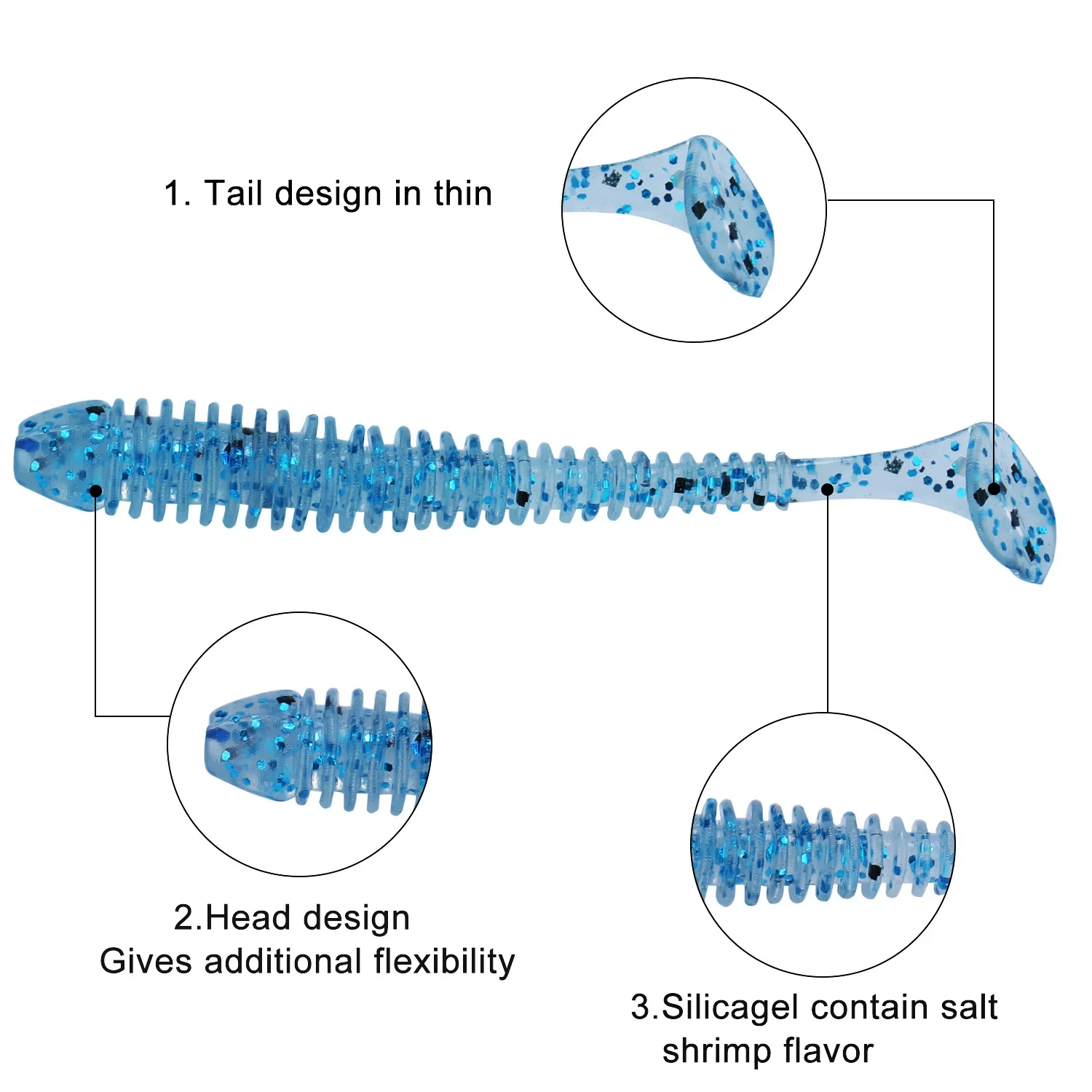 Sougayilang 5 uds/10 Uds señuelo suave 5cm 0,6g cebos artificiales realistas Wobblers señuelos blandos carpa pesca de silicona cebos blandos - imagen 4