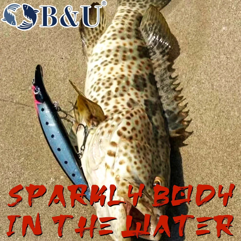 B & U 130mm Señuelos de Pesca de pececillo flotante cebo Artificial láser agua salada fundición larga Trolling Wobblers Jerkbait lubina - imagen 3