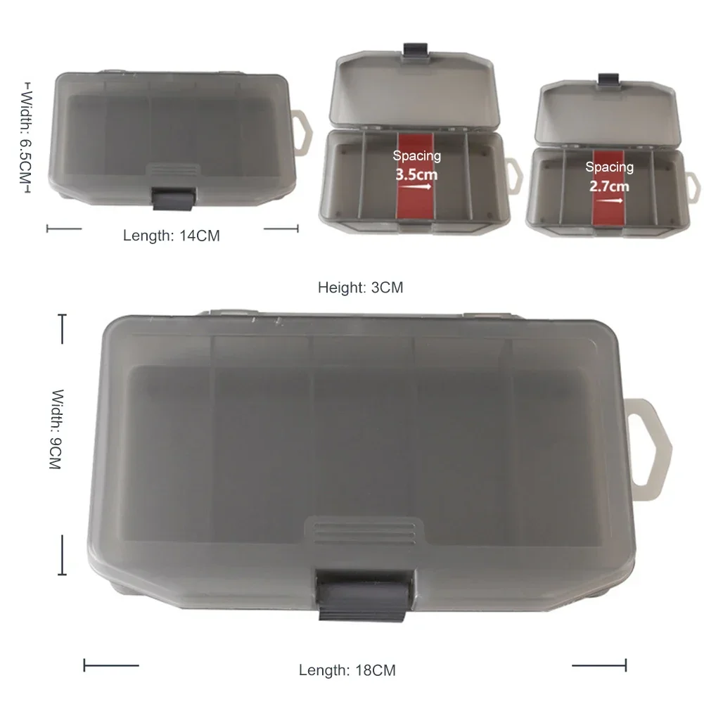 Caja de cebo de pesca con compartimentos, contenedor de 5 rejillas, estuche de almacenamiento de aparejos de pesca, doble cara, gran capacidad, equipo de pesca portátil - imagen 4