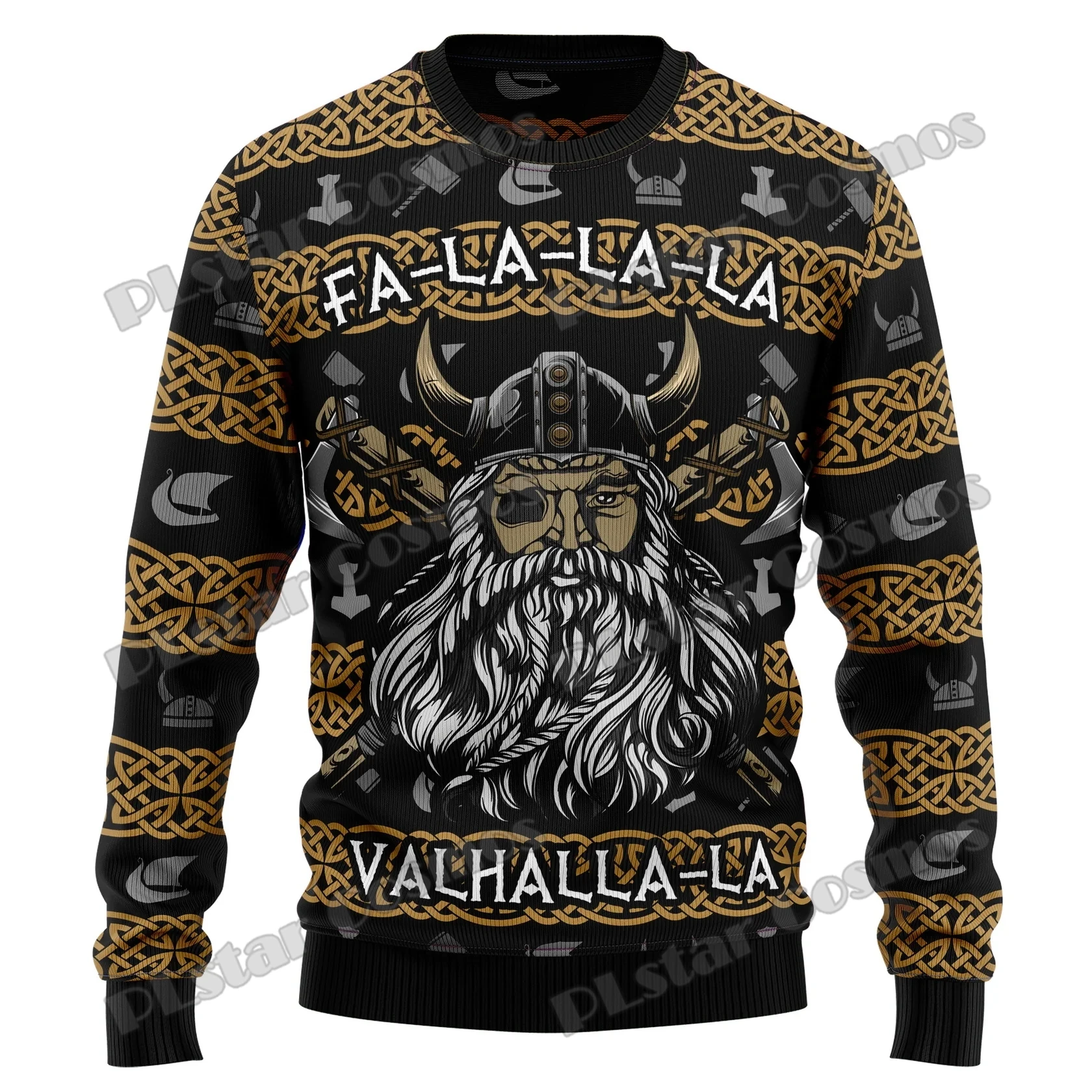 Jersey de punto informal Unisex, jersey con estampado 3D de calaveras, Valhalla fa-la-la y KMY08, Otoño e Invierno