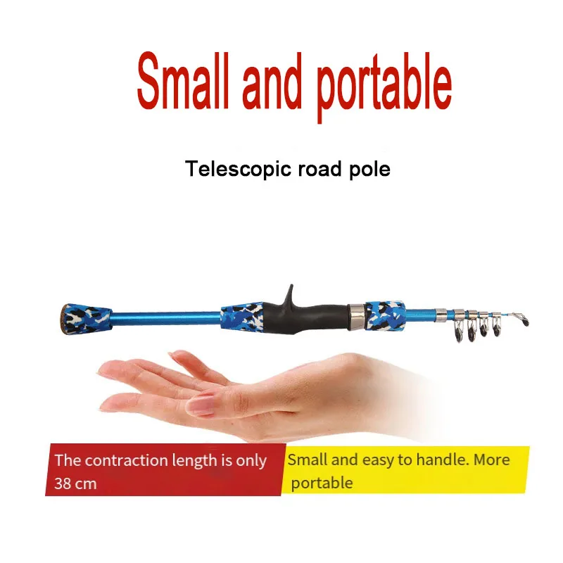 Caña de pescar giratoria de madera con 1,3 m, 1,6 m, 1,8 m, caña de pescar telescópica para Lucio, caña de pescar de fibra de carbono - imagen 2