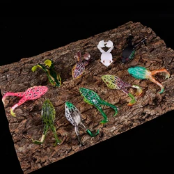 HERCULES-Juego de señuelos blandos de rana, accesorio realista, Rana suave, 9CM, 13,7G, cebo para peces, pies giratorios, rana para pescar