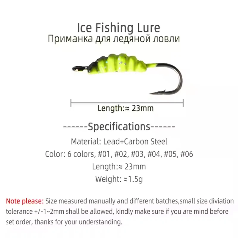 TAKEDO 6 unids/bolsa gusano hielo señuelo de pesca 22MM 1,4G Jig cebo para pesca de invierno plomo Jig cabeza gancho carpa lubina trucha cebo - imagen 4