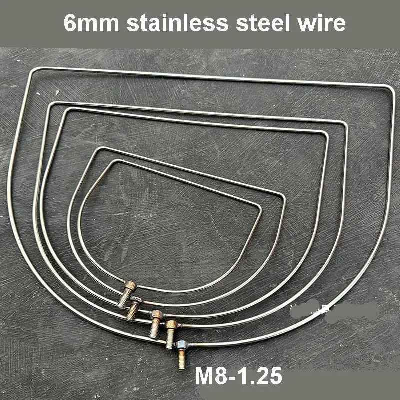 FN04 CC50D CC60D FN00 Red de pesca marco en forma de D alambre de acero inoxidable sólido 6mm sin red 50cm 60cm tornillo M8 * 1,25