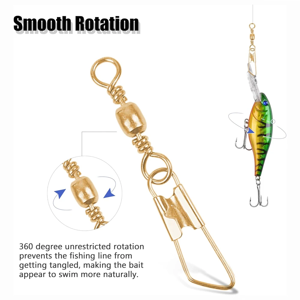 Barril de pesca de 60 piezas con broches de seguridad, conector rápido de pesca dorado, señuelo, accesorios de aparejos de pesca - imagen 4