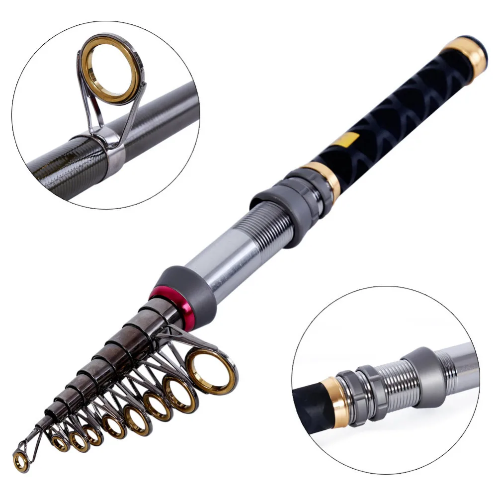 Sougayilang-caña de pescar de fibra de carbono, juego de Mini caña de pescar telescópica giratoria con carrete, Olta - imagen 2