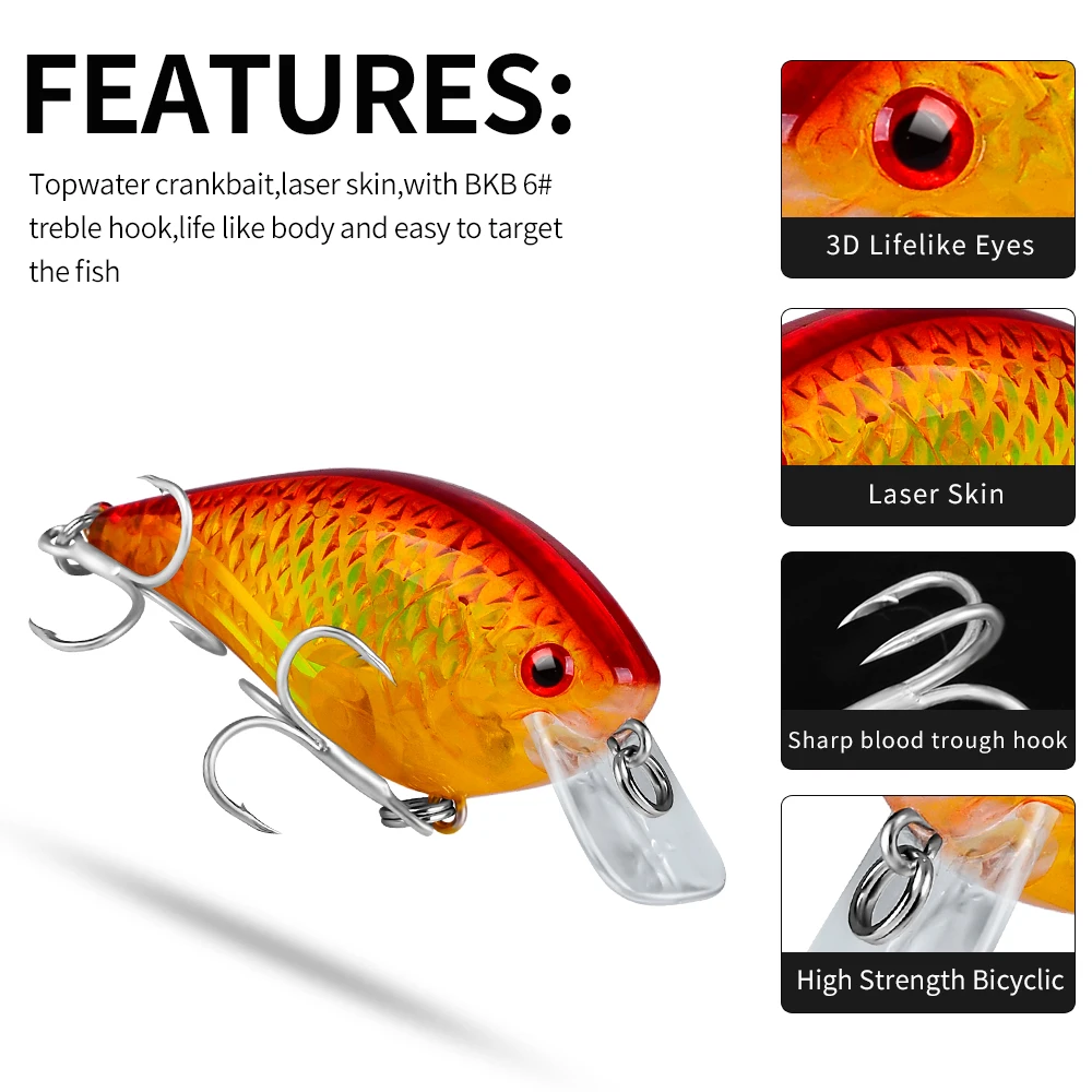 PROBEROS 1 pieza 7 cm/10,5g simulación Crankbait Wobbler señuelo de pesca, 2,7 pulgadas/0,37 oz Jerkbait duro flotante biónico, aparejos de pesca - imagen 5