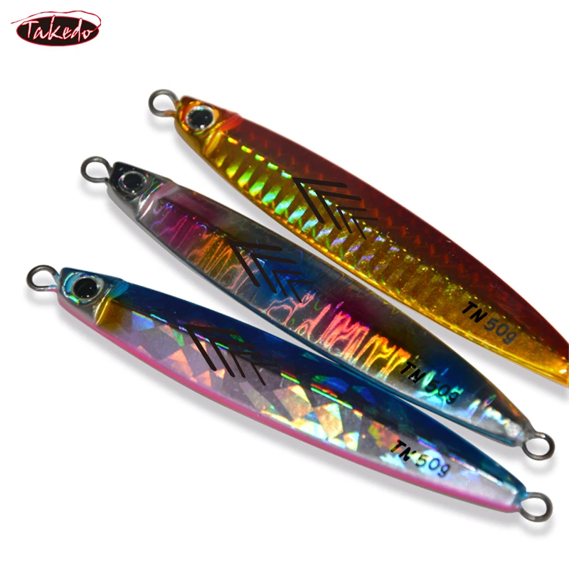 TAKEDO-señuelo de pesca Vertical de Metal, cebo Artificial, ojos 3D, 30g, 40g, 50g, para mar profundo - imagen 2